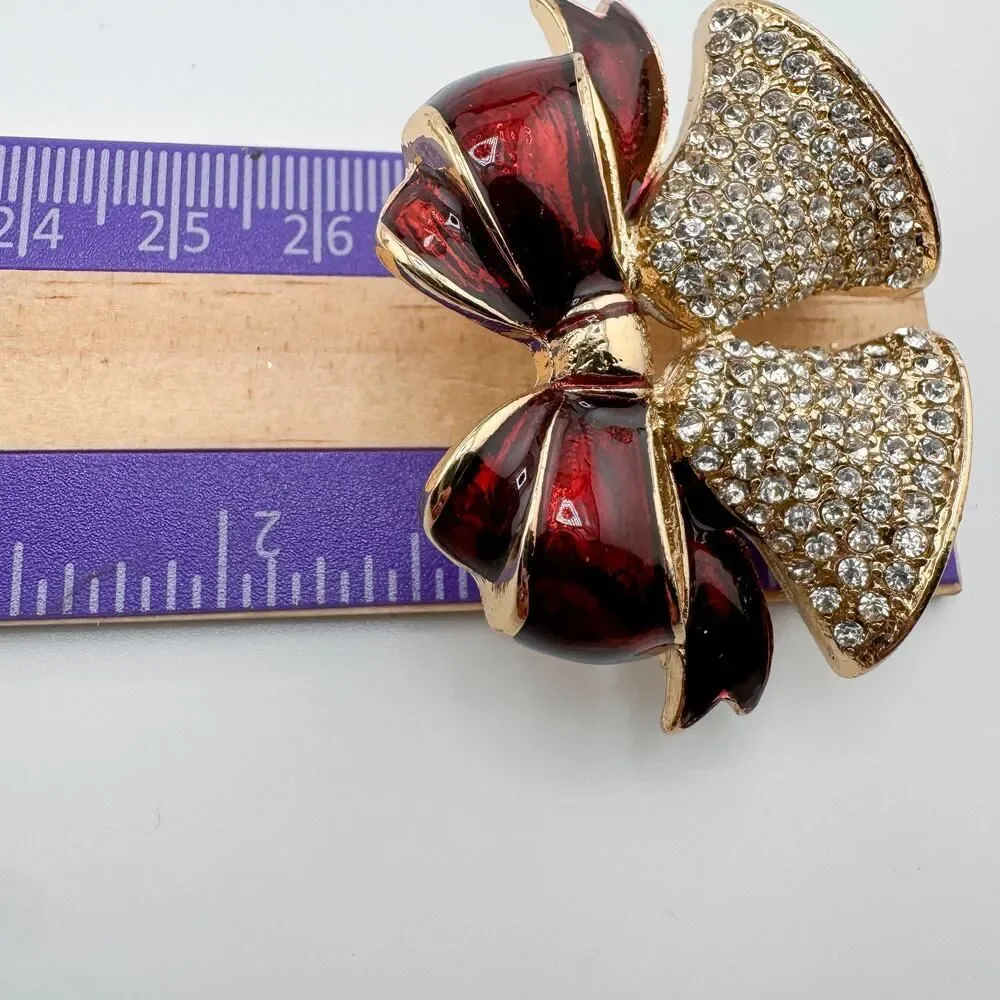 Vintage Anne Klein Jingle Bell Ribbon Brooch Festive Glam Timeless Elegance